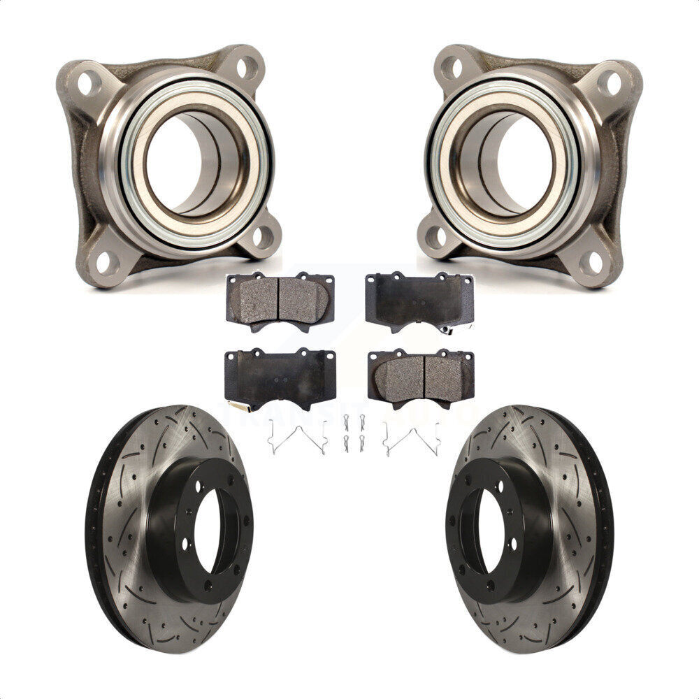 Wheel Bearing Drill Slot Brake Rotor Pads Front Kit For Toyota Tacoma 4Runner FJ