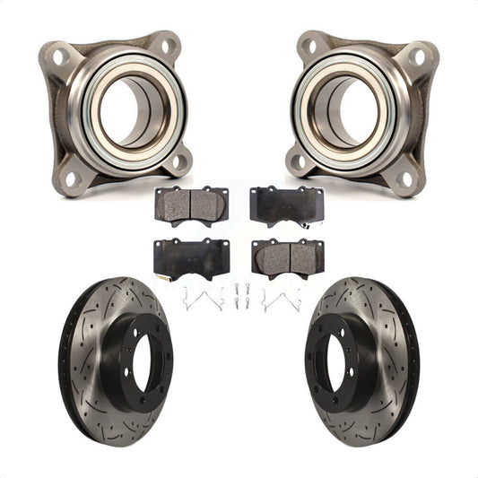 Wheel Bearing Drill Slot Brake Rotor Pads Front Kit For Toyota Tacoma 4Runner FJ