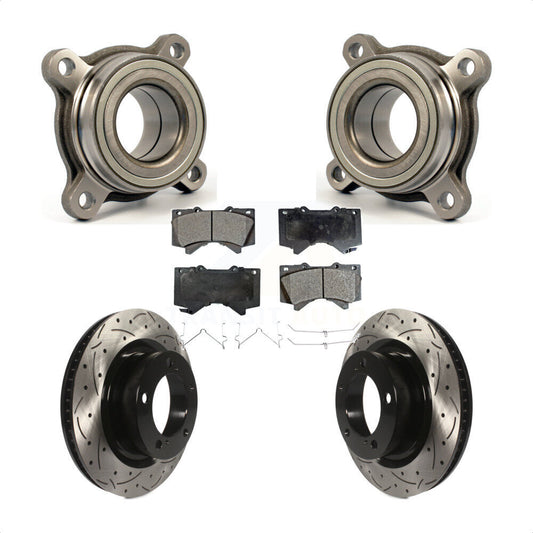 Wheel Bearing Drilled Slot Brake Rotor & Pad Front Kit For Toyota Tundra Sequoia