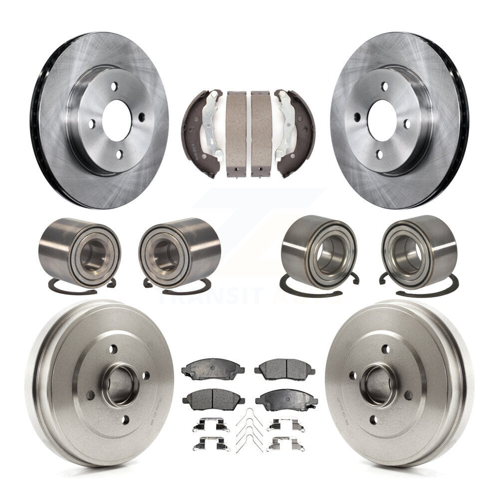 Bearing Brake Rotor & Pad Shoe Front Rear Kit (10Pc) For Nissan Micra Versa Note