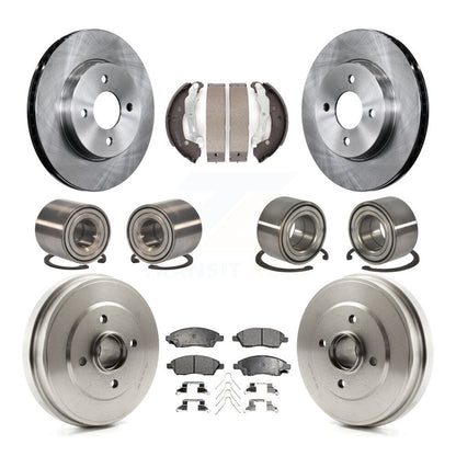 Bearing Brake Rotor & Pad Shoe Front Rear Kit (10Pc) For Nissan Micra Versa Note