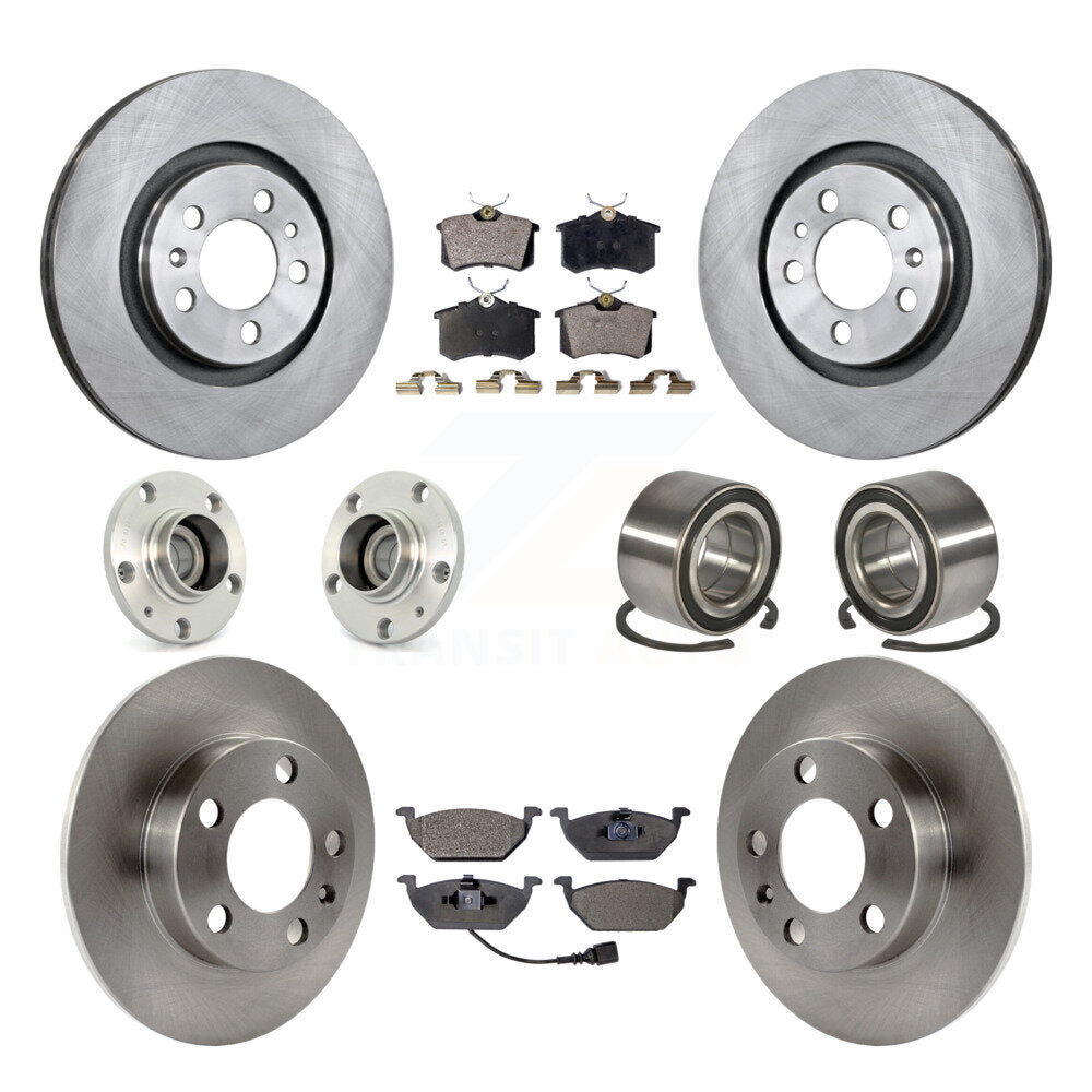 Hub Bearing Brake Rotor Pad Front Rear Kit (10Pc) For Volkswagen Golf City Jetta