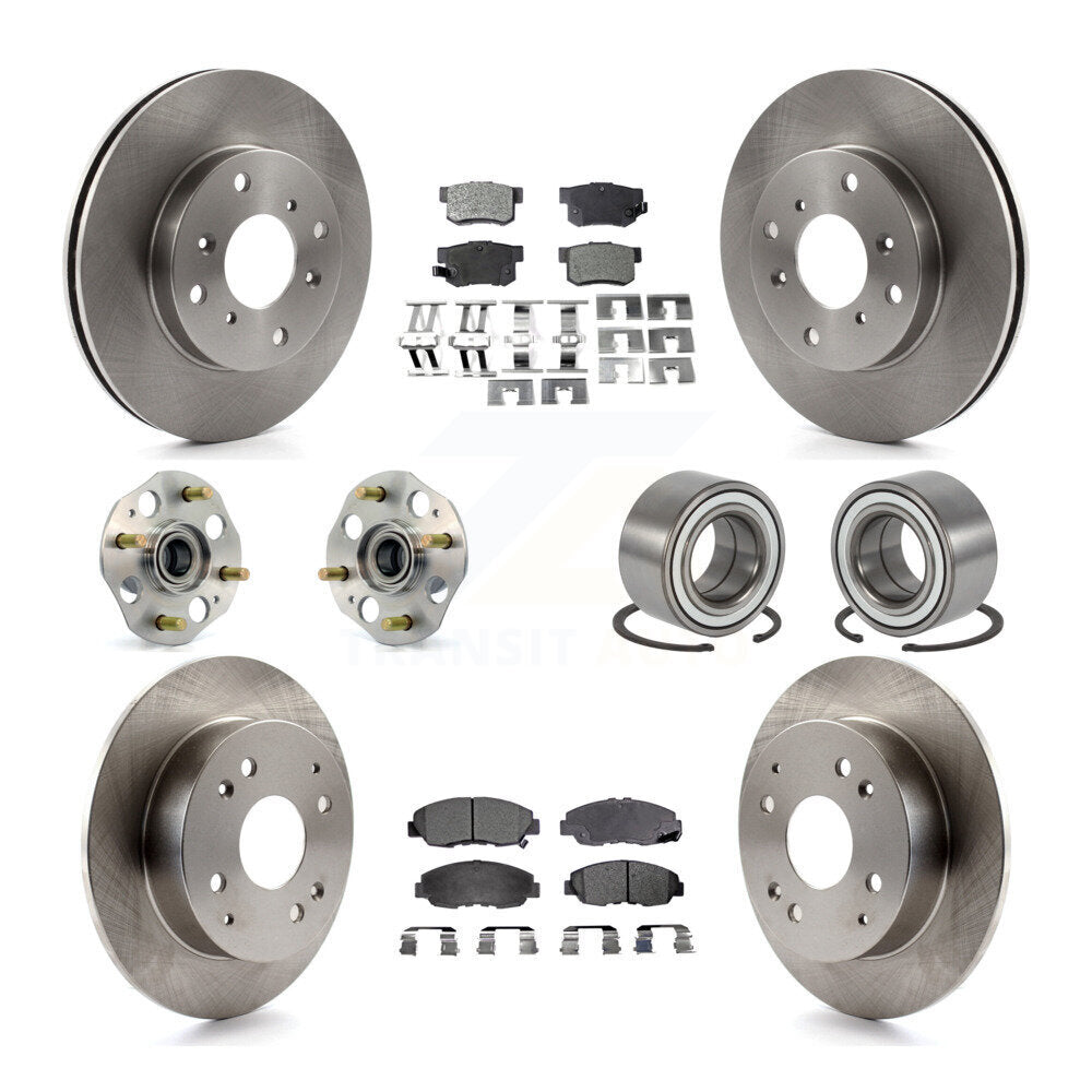Hub Bearings Disc Brake Rotors And Pads Front Rear Kit (10Pc) For Honda Accord