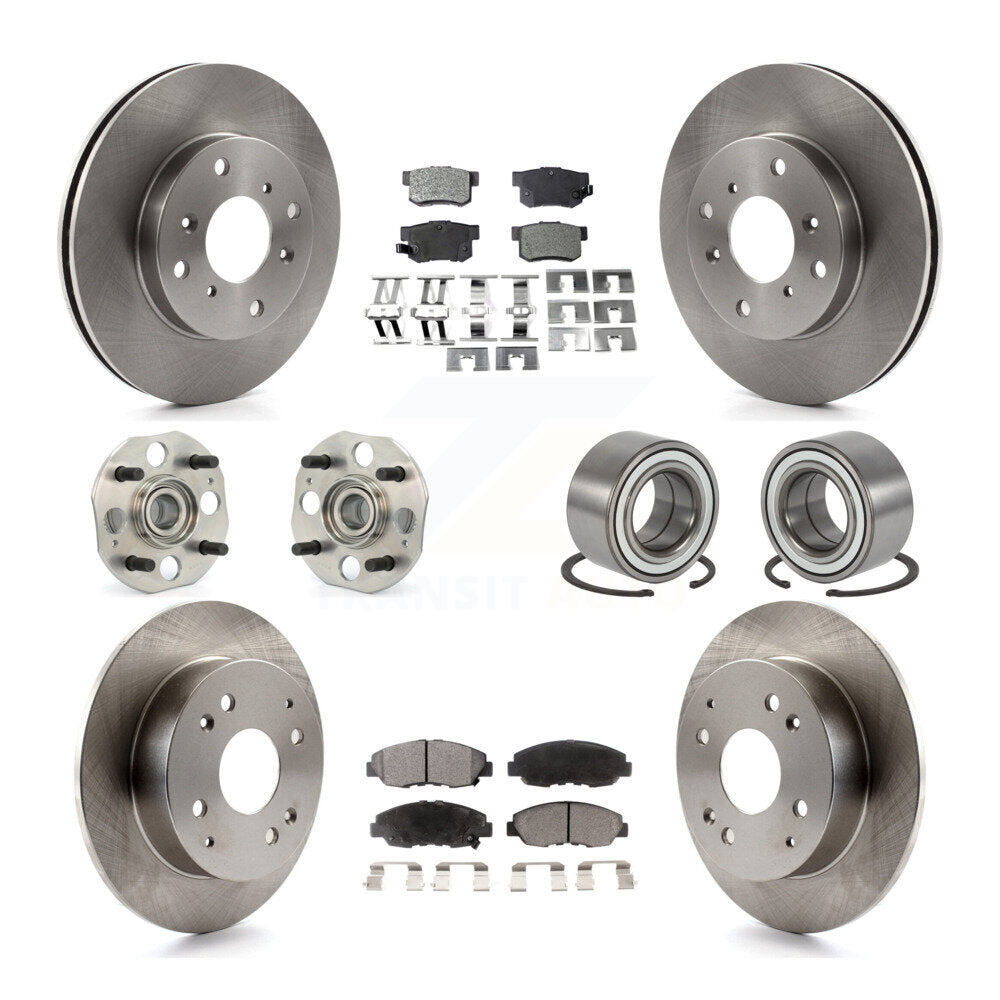 Hub Bearings Disc Brake Rotors And Pads Front Rear Kit (10Pc) For Honda Accord
