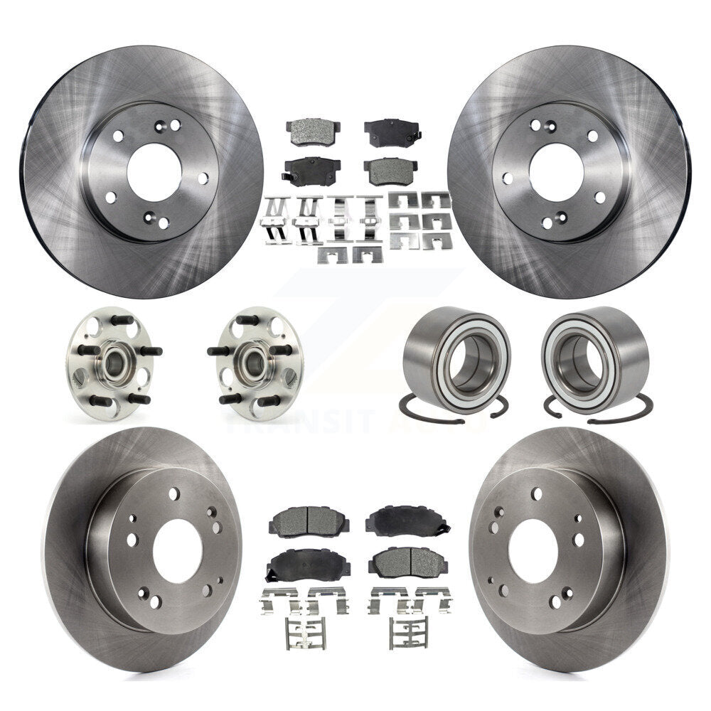 Hub Bearings Disc Brake Rotors And Pads Front Rear Kit (10Pc) For Honda Accord