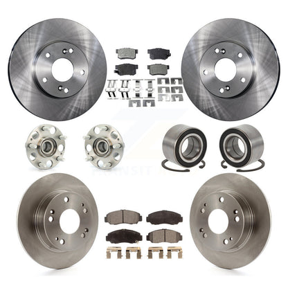 Hub Bearings Disc Brake Rotors And Pads Front Rear Kit (10Pc) For Honda Accord