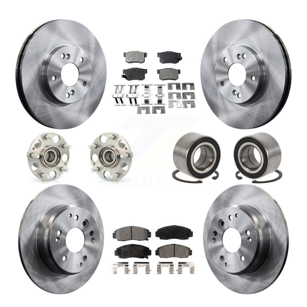 Hub Bearing Assembly Disc Brake Rotor And Pad Front Rear Kit (10Pc) For Acura TL
