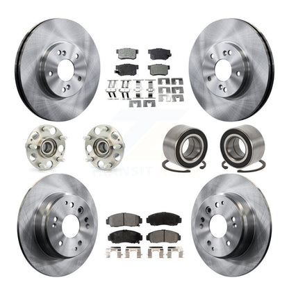 Hub Bearing Assembly Disc Brake Rotor And Pad Front Rear Kit (10Pc) For Acura TL