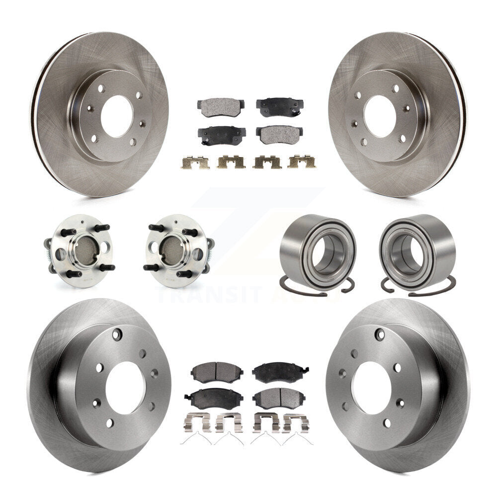 Hub Bearing Brake Rotor Pad Front Rear Kit (10Pc) For Hyundai Sonata 4-Wheel ABS