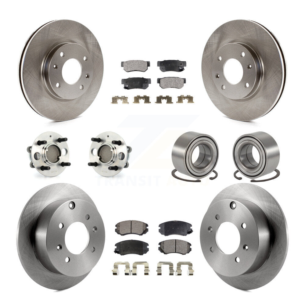 Hub Bearing Brake Rotor Pads Front Rear Kit (10Pc) For Hyundai Sonata Kia Optima