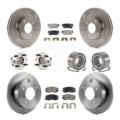 Hub Bearing Brake Rotor Pads Front Rear Kit (10Pc) For Hyundai Sonata Kia Optima