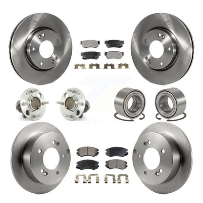 Hub Bearing Brake Rotor Pads Front Rear Kit (10Pc) For 05 Hyundai Sonata Non-ABS