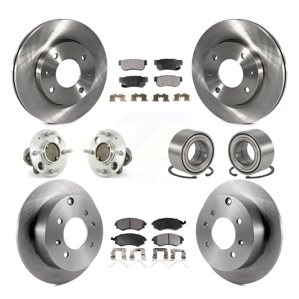 Hub Bearing Brake Rotor And Pad Front Rear Kit (10Pc) For Hyundai Sonata Non-ABS