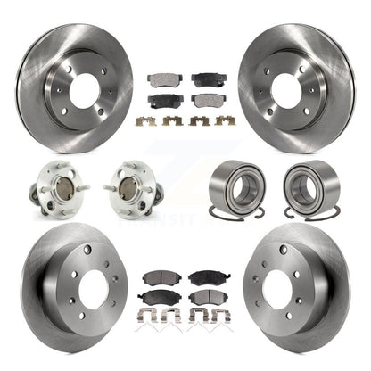 Hub Bearing Brake Rotor And Pad Front Rear Kit (10Pc) For Hyundai Sonata Non-ABS