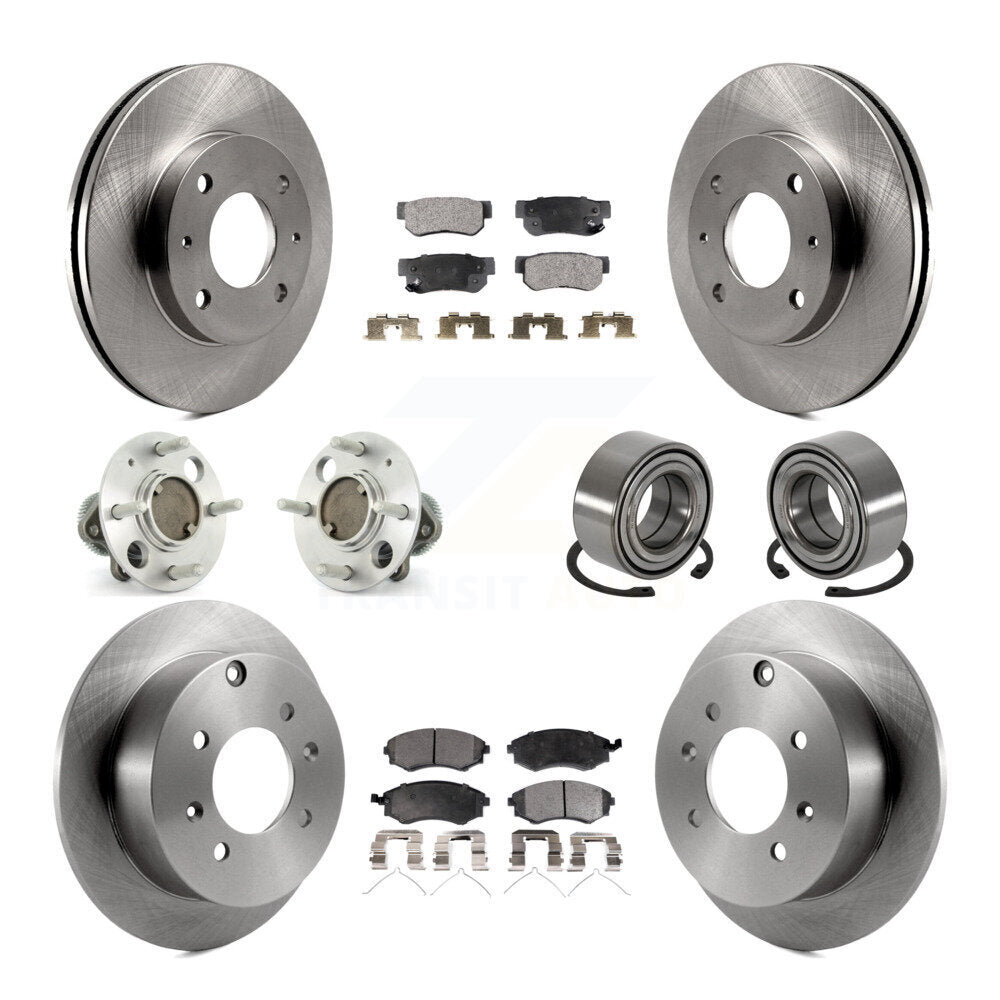 Hub Bearings Disc Brake Rotors And Pads Front Rear Kit (10Pc) For Hyundai Sonata