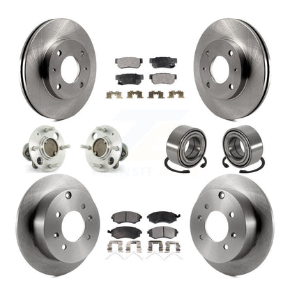 Hub Bearings Disc Brake Rotors And Pads Front Rear Kit (10Pc) For Hyundai Sonata