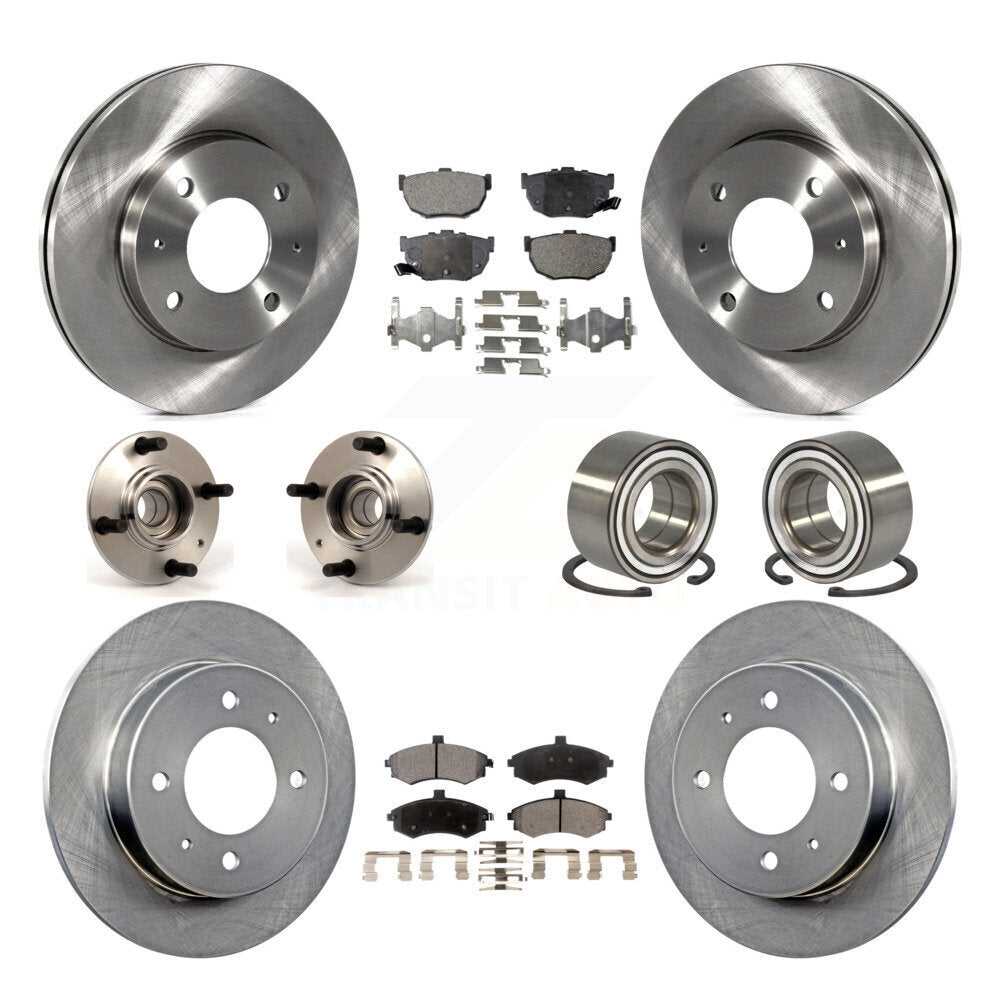 Hub Bearing Disc Brake Rotors And Pads Front Rear Kit (10Pc) For Hyundai Elantra