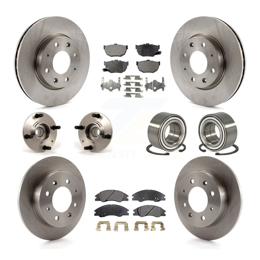 Hub Bearing Disc Brake Rotor Pads Front Rear Kit (10Pc) For Kia Spectra Spectra5