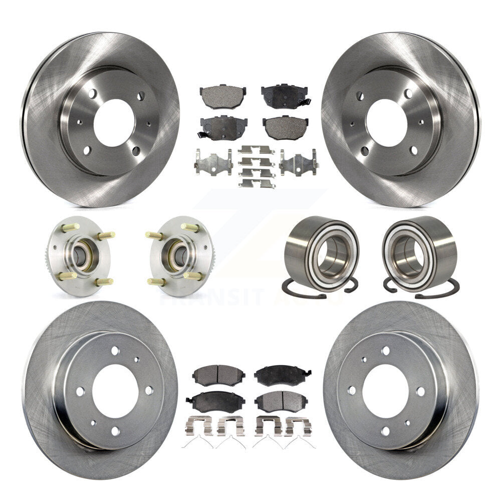 Hub Bearing Disc Brake Rotors And Pads Front Rear Kit (10Pc) For Hyundai Elantra