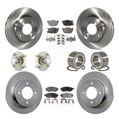 Hub Bearing Disc Brake Rotors And Pads Front Rear Kit (10Pc) For Hyundai Elantra