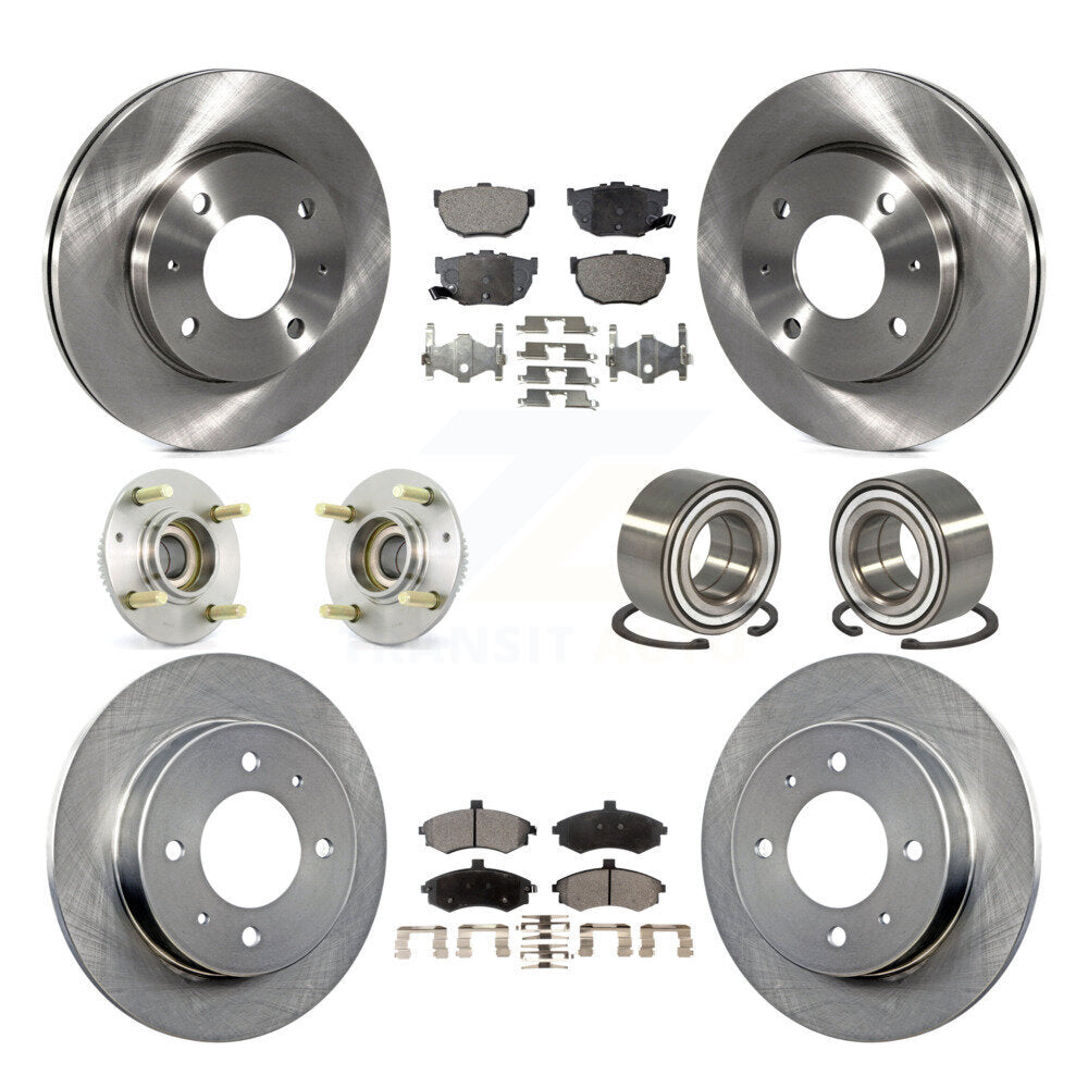 Hub Bearing Disc Brake Rotors And Pads Front Rear Kit (10Pc) For Hyundai Elantra