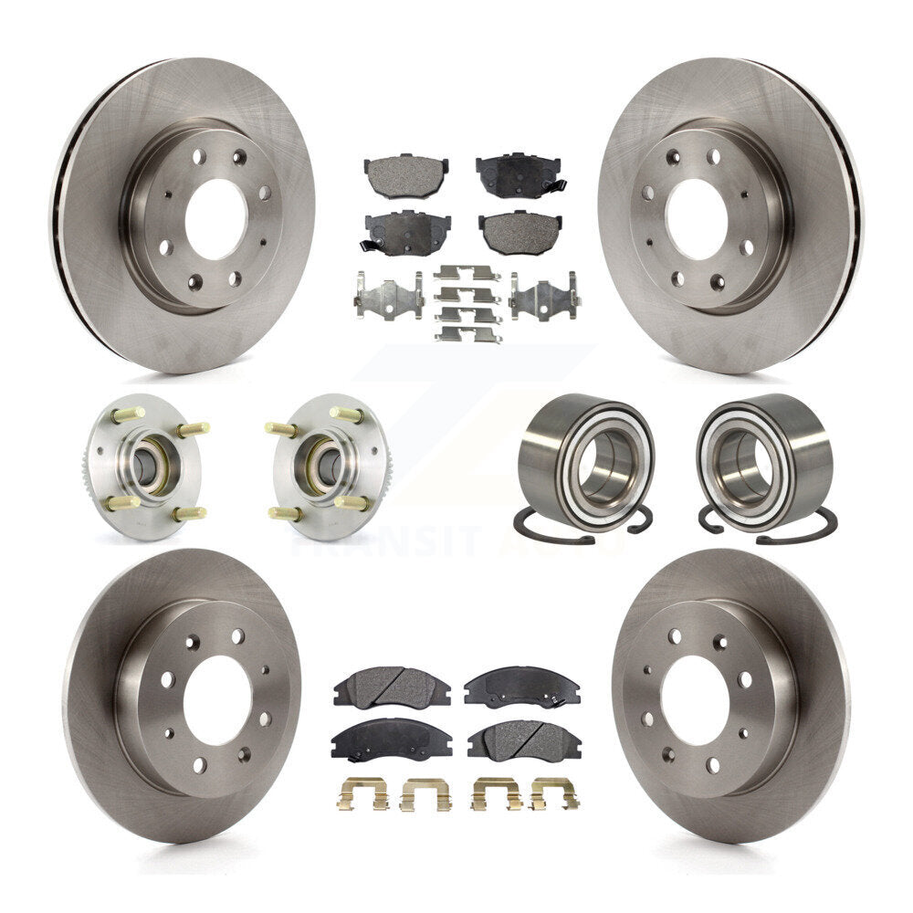 Hub Bearing Disc Brake Rotor Pads Front Rear Kit (10Pc) For Kia Spectra Spectra5
