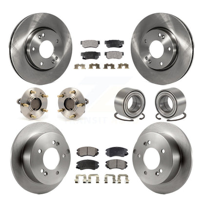 Hub Bearing Brake Rotor Pads Front Rear Kit (10Pc) For Hyundai Sonata Kia Optima