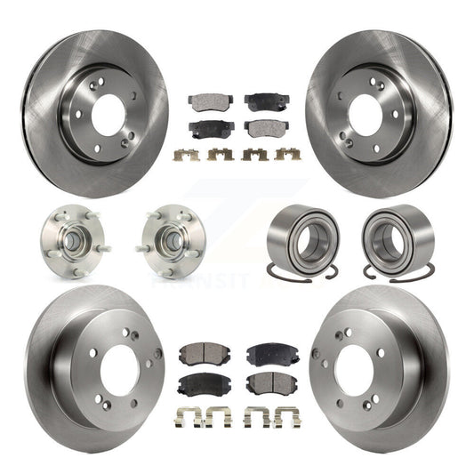 Hub Bearing Brake Rotor And Pad Front Rear Kit (10Pc) For Hyundai Tucson Kia FWD