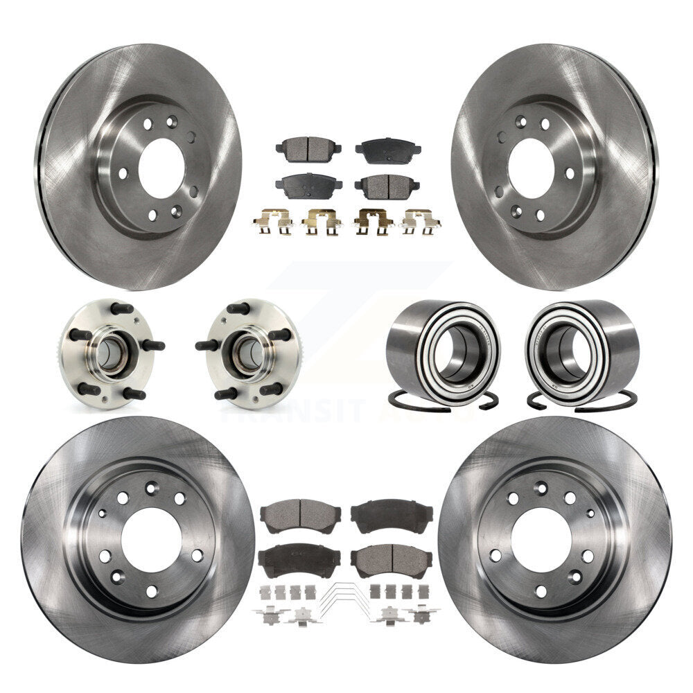 Hub Bearing Brake Rotor & Pads Front Rear Kit (10Pc) For Ford Fusion Mazda 6 MKZ