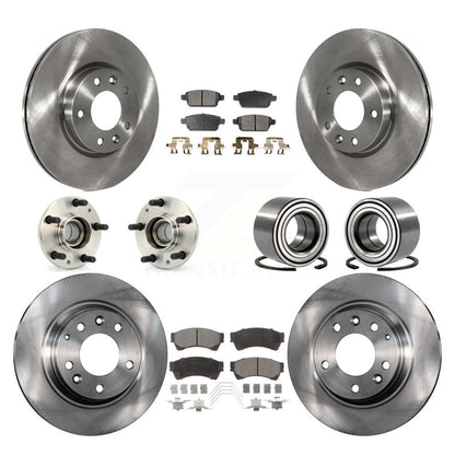 Hub Bearing Brake Rotor & Pads Front Rear Kit (10Pc) For Ford Fusion Mazda 6 MKZ