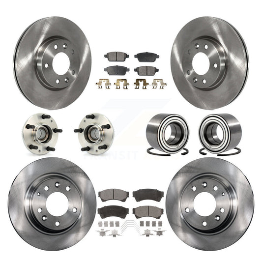 Hub Bearing Brake Rotor & Pads Front Rear Kit (10Pc) For Ford Fusion Mazda 6 MKZ