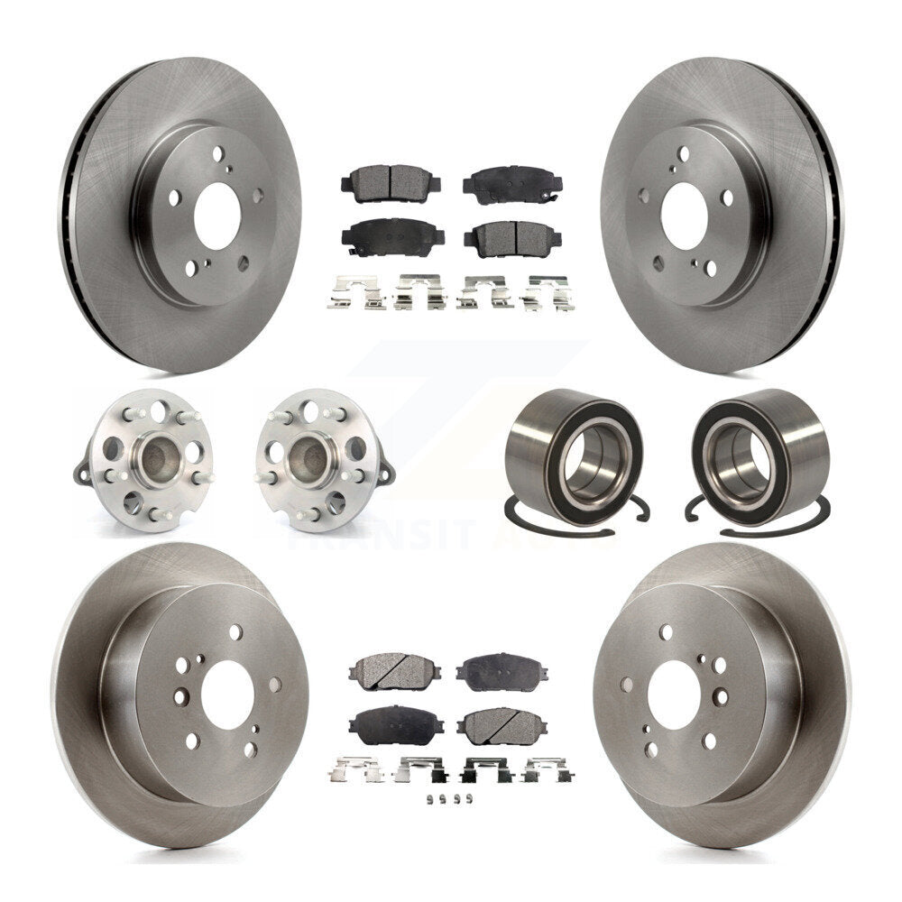 Hub Bearing Brake Rotor & Pads Front Rear Kit (10Pc) For 04-10 Toyota Sienna FWD