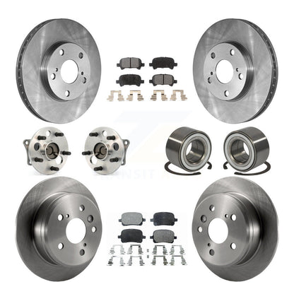 Hub Bearing Disc Brake Rotor & Pad Front Rear Kit (10Pc) For Toyota Camry Solara