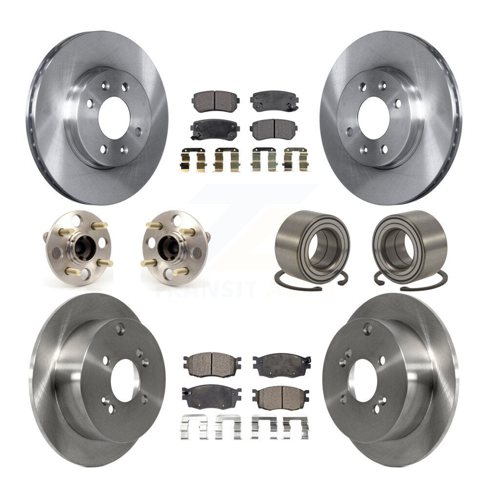 Hub Bearing Brake Rotor And Pad Front Rear Kit (10Pc) For Hyundai Accent Kia Rio