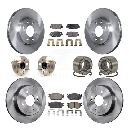 Hub Bearing Brake Rotor Pads Front Rear Kit (10Pc) For 11 Hyundai Accent Non-ABS