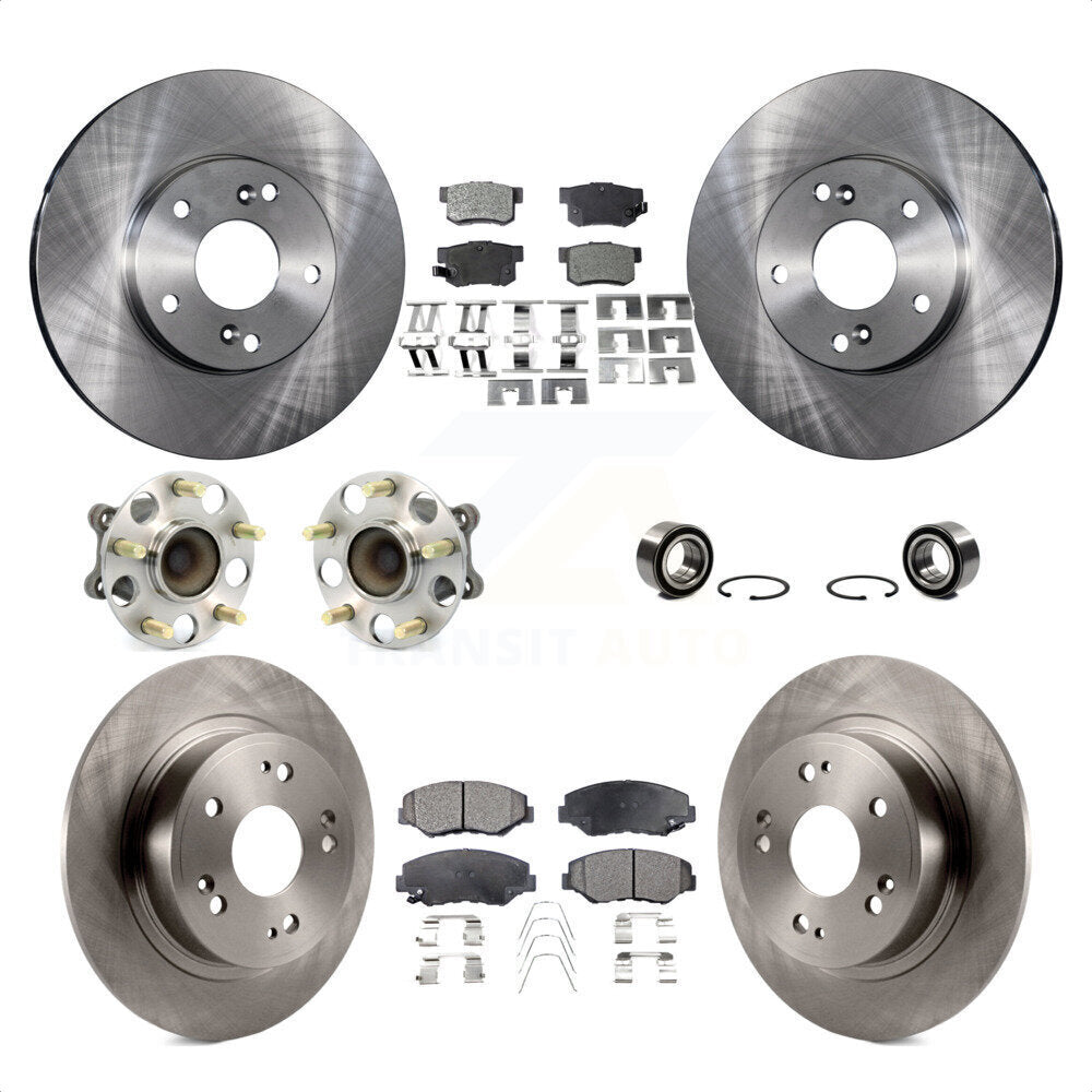 Hub Bearings Disc Brake Rotors And Pads Front Rear Kit (10Pc) For Honda Accord