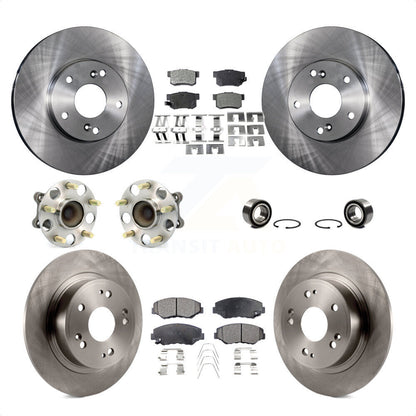Hub Bearings Disc Brake Rotors And Pads Front Rear Kit (10Pc) For Honda Accord