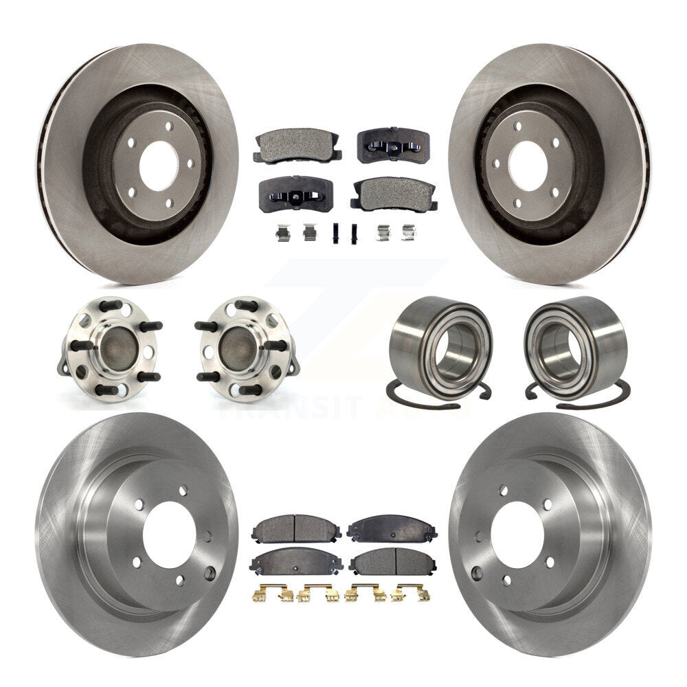 Hub Bearings Disc Brake Rotors And Pads Front Rear Kit (10Pc) For Dodge Caliber