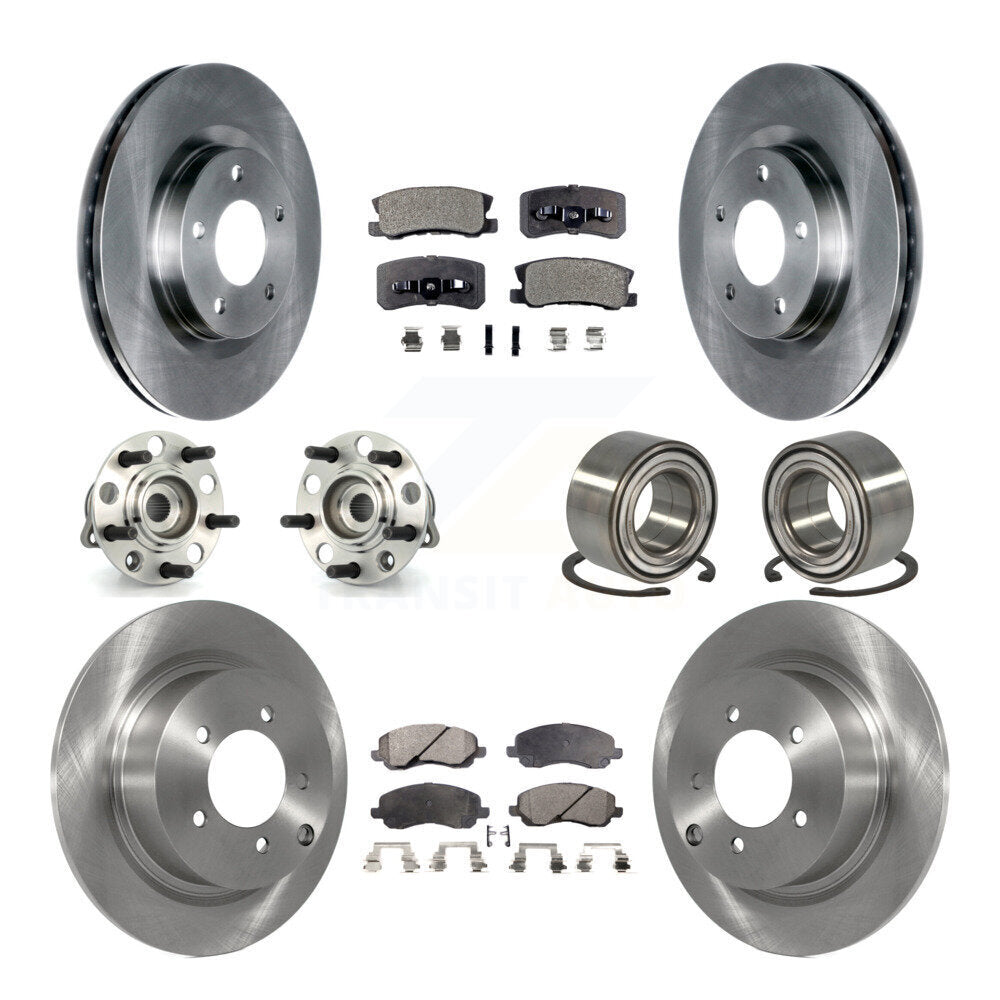 Hub Bearing Disc Brake Rotor Pads Front Rear Kit (10Pc) For Jeep Patriot Compass