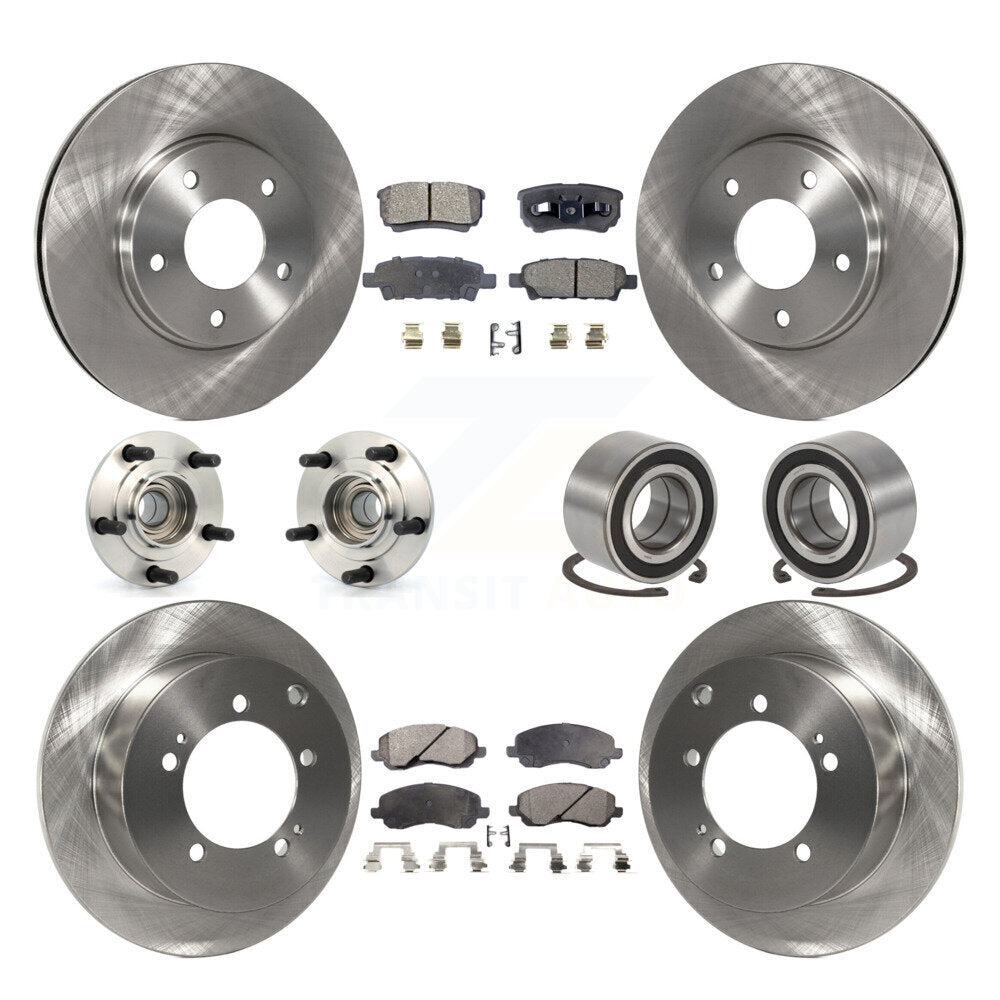 Hub Bearing Brake Rotor Pad Front Rear Kit (10Pc) For Mitsubishi Lancer Ralliart