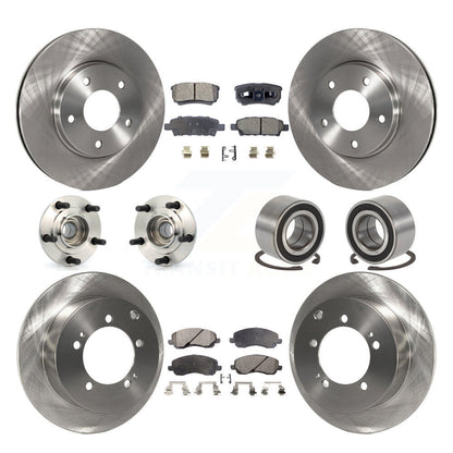 Hub Bearing Brake Rotor Pad Front Rear Kit (10Pc) For Mitsubishi Lancer Ralliart