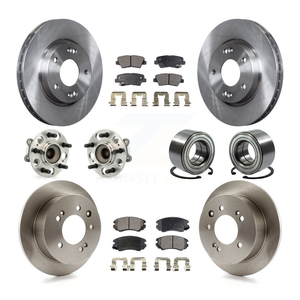 Hub Bearing Disc Brake Rotors And Pads Front Rear Kit (10Pc) For Hyundai Elantra