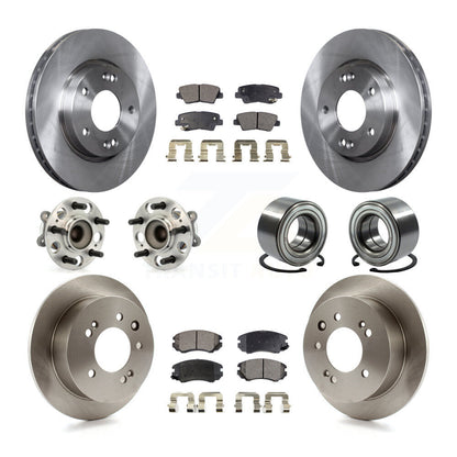 Hub Bearing Disc Brake Rotors And Pads Front Rear Kit (10Pc) For Hyundai Elantra