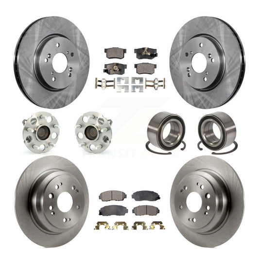 Hub Bearing Brake Rotor Pad Front Rear Kit (10Pc) For Honda Accord Crosstour FWD
