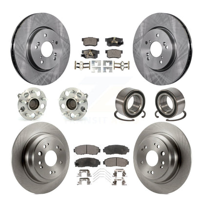 Hub Bearing Brake Rotor Pads Front Rear Kit (10Pc) For 13-15 Honda Crosstour FWD