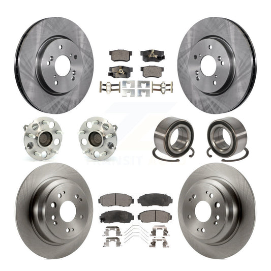 Hub Bearing Brake Rotor Pads Front Rear Kit (10Pc) For 13-15 Honda Crosstour FWD