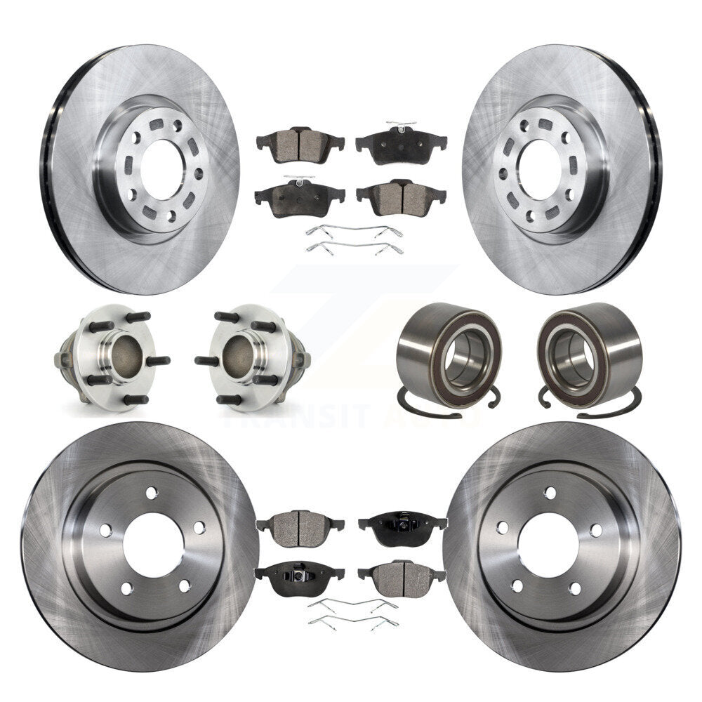 Hub Bearings Disc Brake Rotors And Pads Front Rear Kit (10Pc) For Mazda 3 Sport