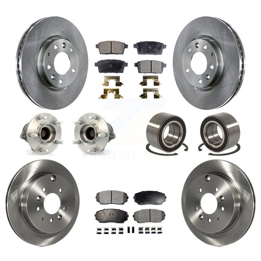 Hub Bearing Brake Rotor & Pad Front Rear Kit (10Pc) For 2007-2012 Mazda CX-7 FWD
