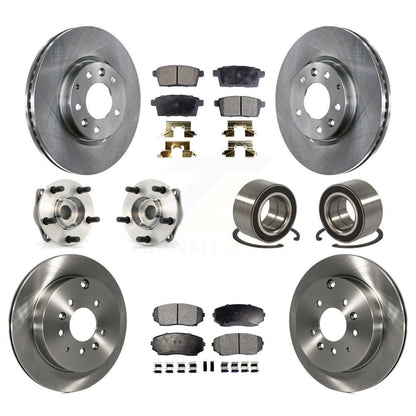 Hub Bearing Brake Rotor & Pad Front Rear Kit (10Pc) For 2007-2012 Mazda CX-7 AWD