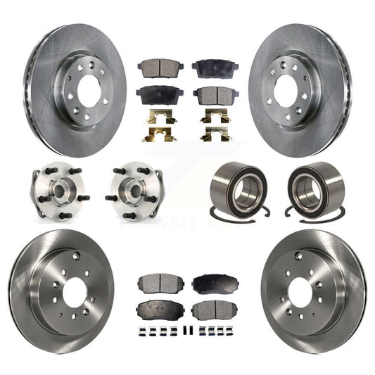 Hub Bearing Brake Rotor & Pad Front Rear Kit (10Pc) For 2007-2012 Mazda CX-7 AWD